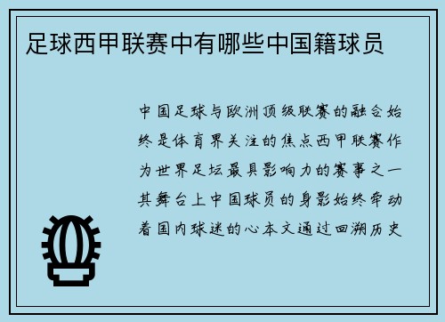 足球西甲联赛中有哪些中国籍球员
